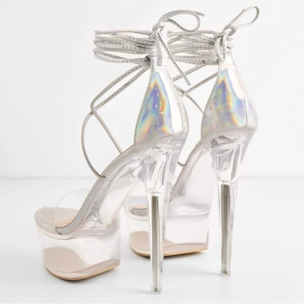 MissHeel Clear Platform Sexy Heels Size 7.5